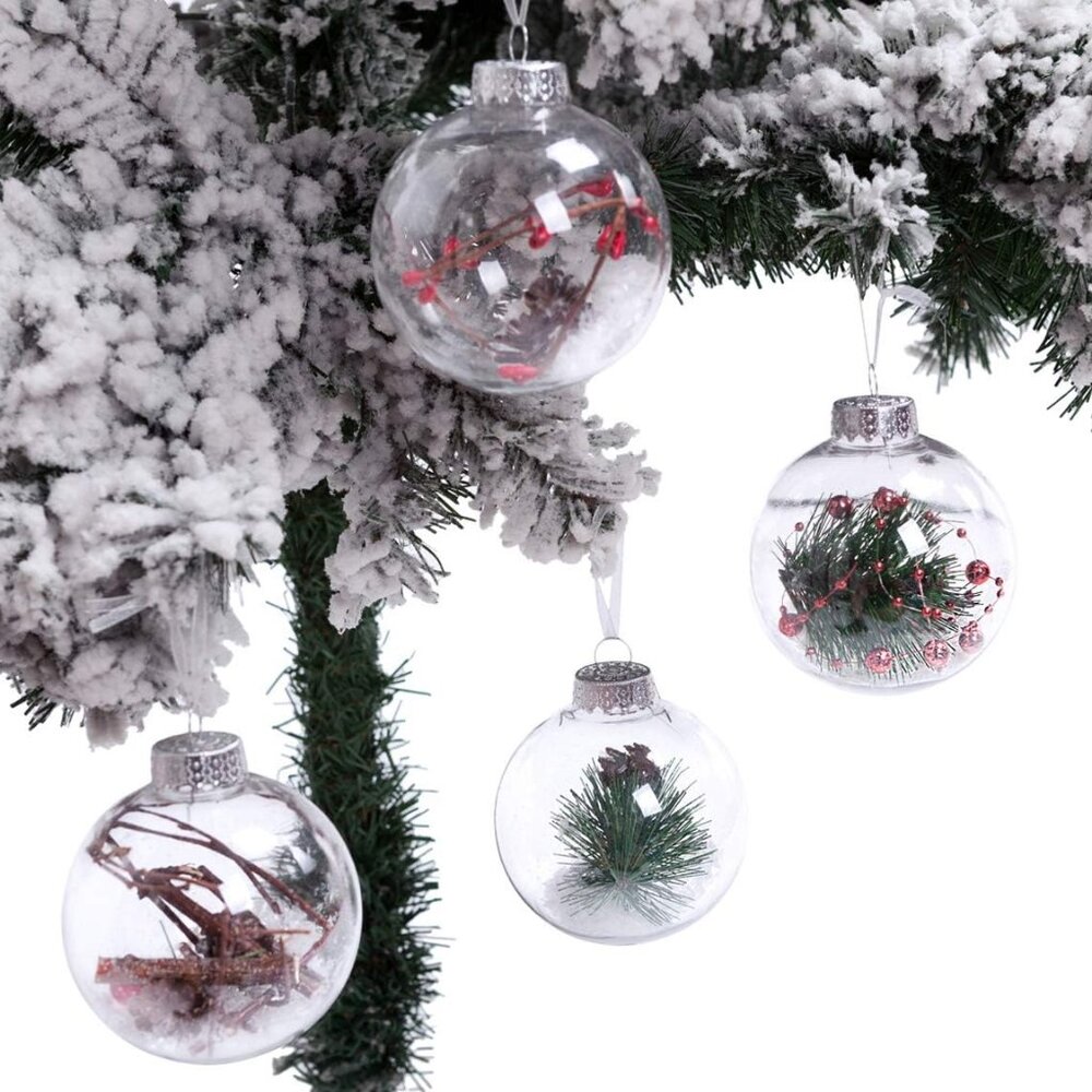 DIY Christmas Ball Ornaments Clear Decorative Xmas Baubles - with Stuffed Deco